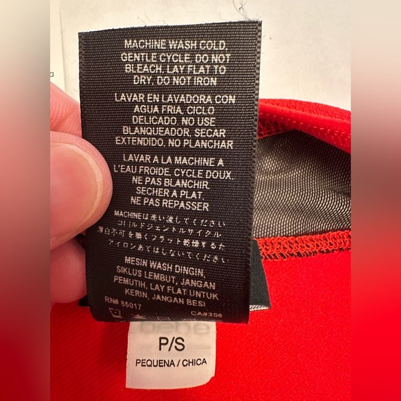 NWT BEBE Dress Bodycon One Shoulder Red Black Mesh Sheer Size Small Petite - Picture 7 of 10